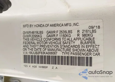 2019 Acura Tlx Tech A-Spec Pkgs from USA, damaged, VIN 19UUB2F63KA006067